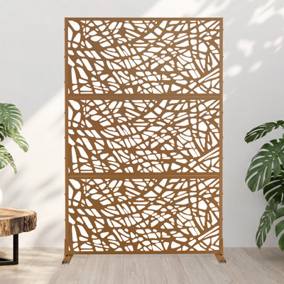 70" H x 45" W Metal Privacy Screen with Stand – Freestanding Outdoor Privacy Panel for Deck, Patio, Balcony by MINGYUEDA