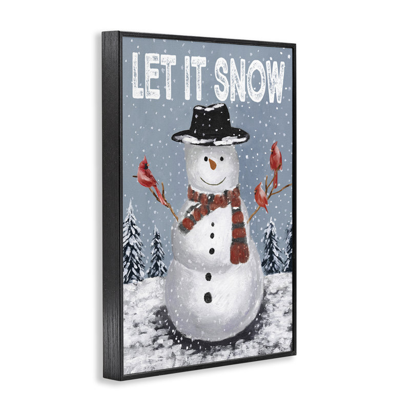 Let It Snow Joyful Snowman, giclée encadrée, conception par Dogwood, H 18 po x l 12 po, Giclée encadrée noir minuit