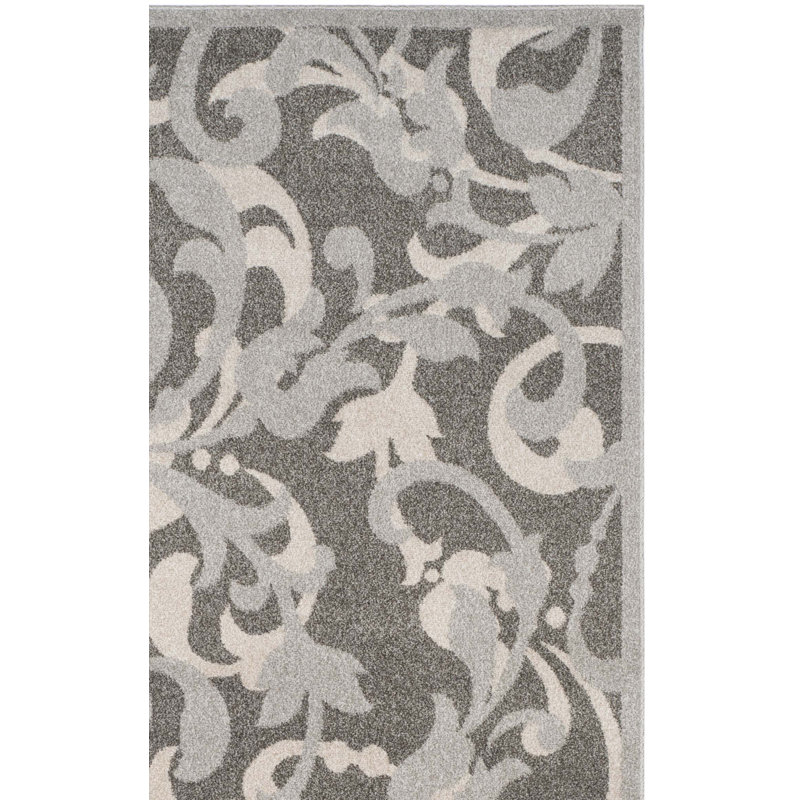 Ammundsen Floral Grey/Light Grey Area Rug, Square 7'