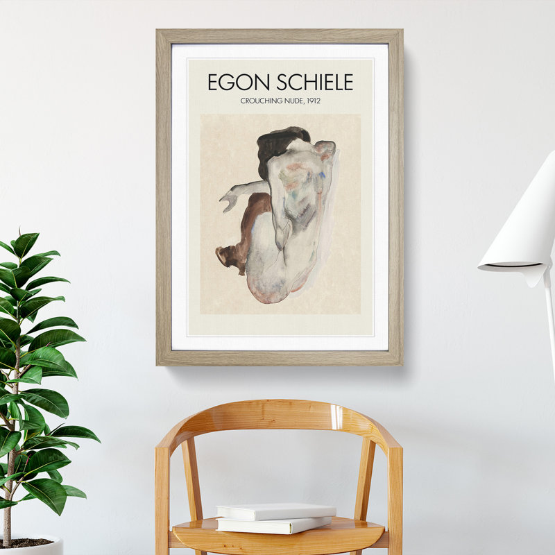 Portrait of a Woman Vol.8 Print by Egon Schiele - Picture Frame Painting, 65cm H x 48cm W x 2cm D, Oak Framed