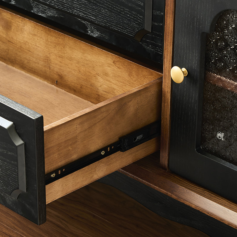Meuble télé en bois de frêne de style français rétro, 70.86"