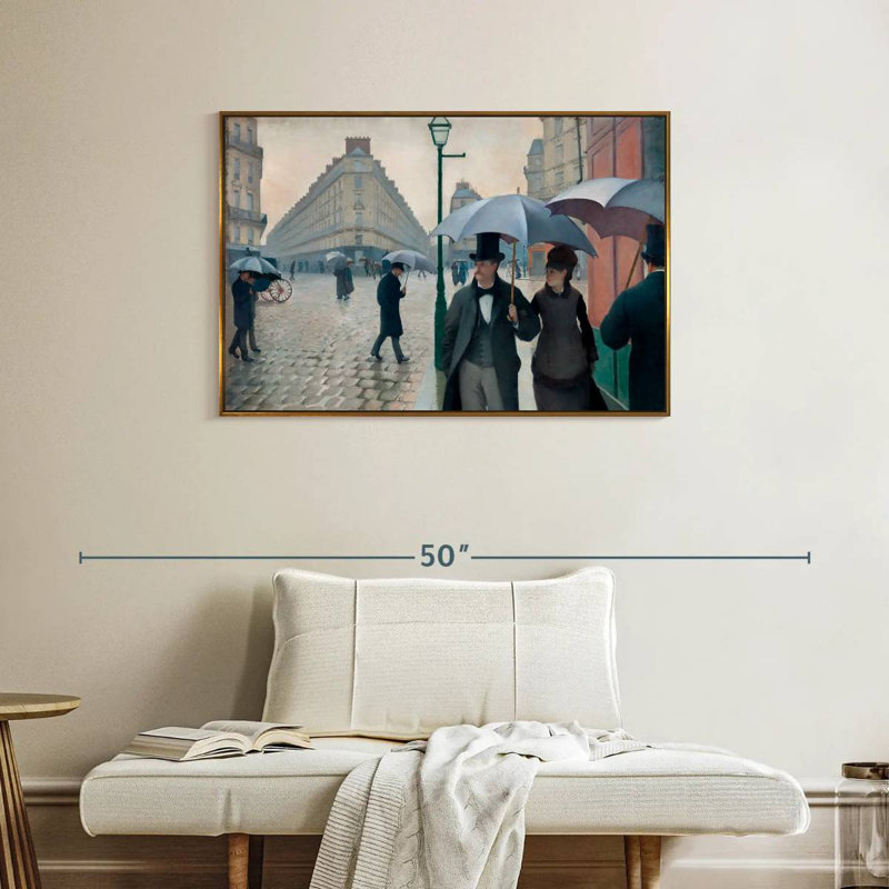 Paris, Paris, jour de pluie 1877, 37 po x 25 po, Cadre flottant doré