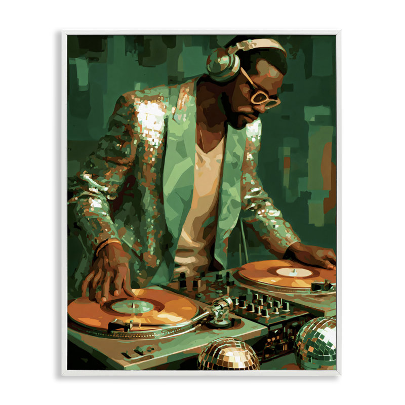 Giclée encadrée Green Disco, par Franklyn Gregory, 14 x 11, Coastal White Giclee Framed