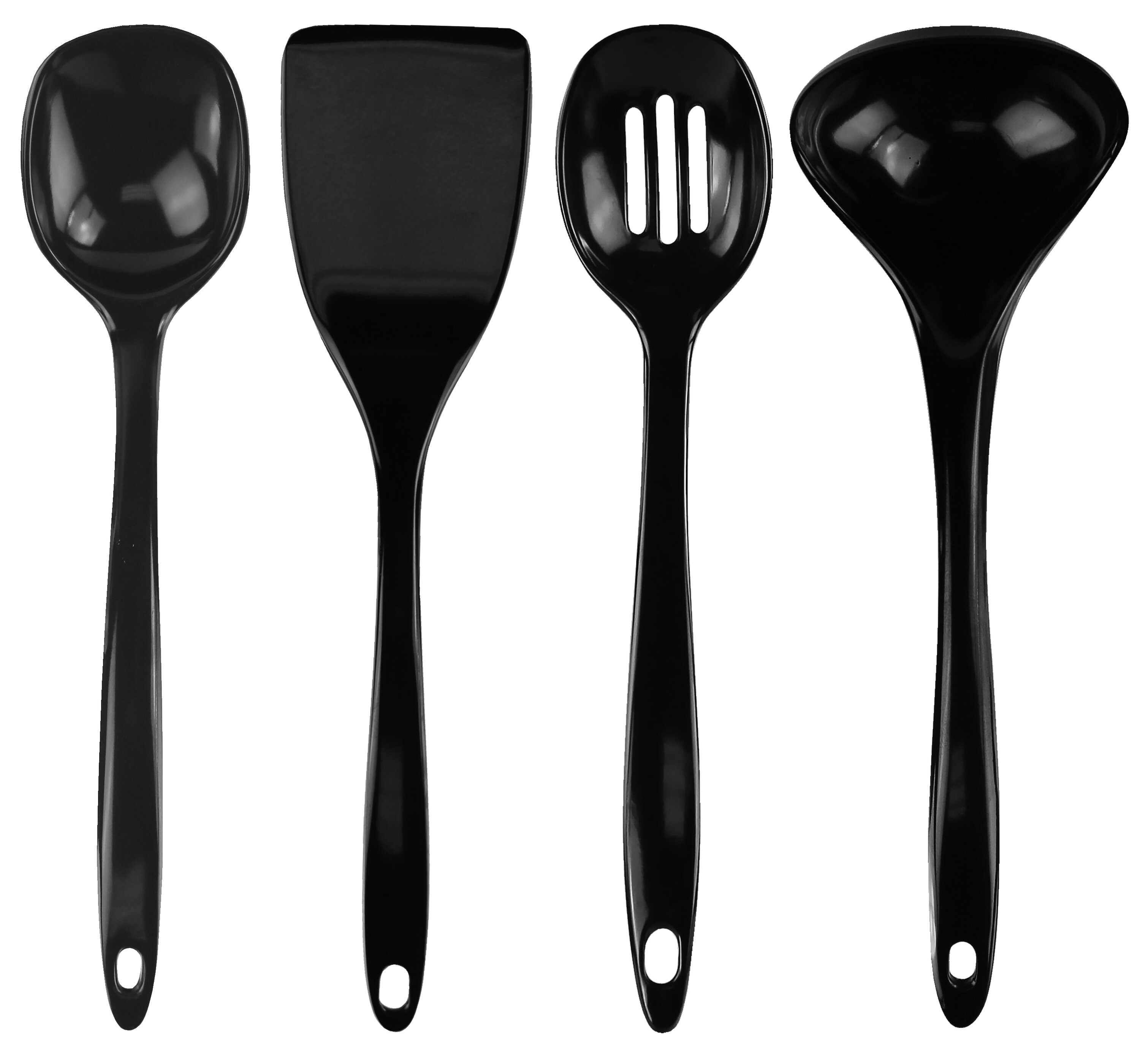 Hutzler Cook & Serve Melamine Utensils 12-Piece Set, Black