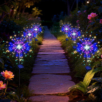 8 lumières de feu d'artifice solaires 8 modes d'éclairage de jardin à DEL imperméables pour les décorations du 4 juillet