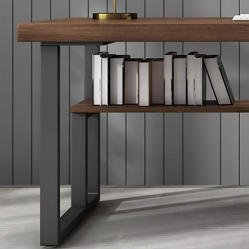 Bureau de direction rectangulaire en bois massif avec tiroirs Nut-brown, H 29,53 po x l 55,12 po x P 23,62 po