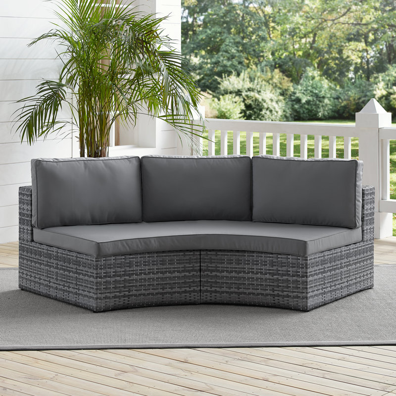 Sneed 83'' Wide Metal Patio Sofa with Cushions, Gray