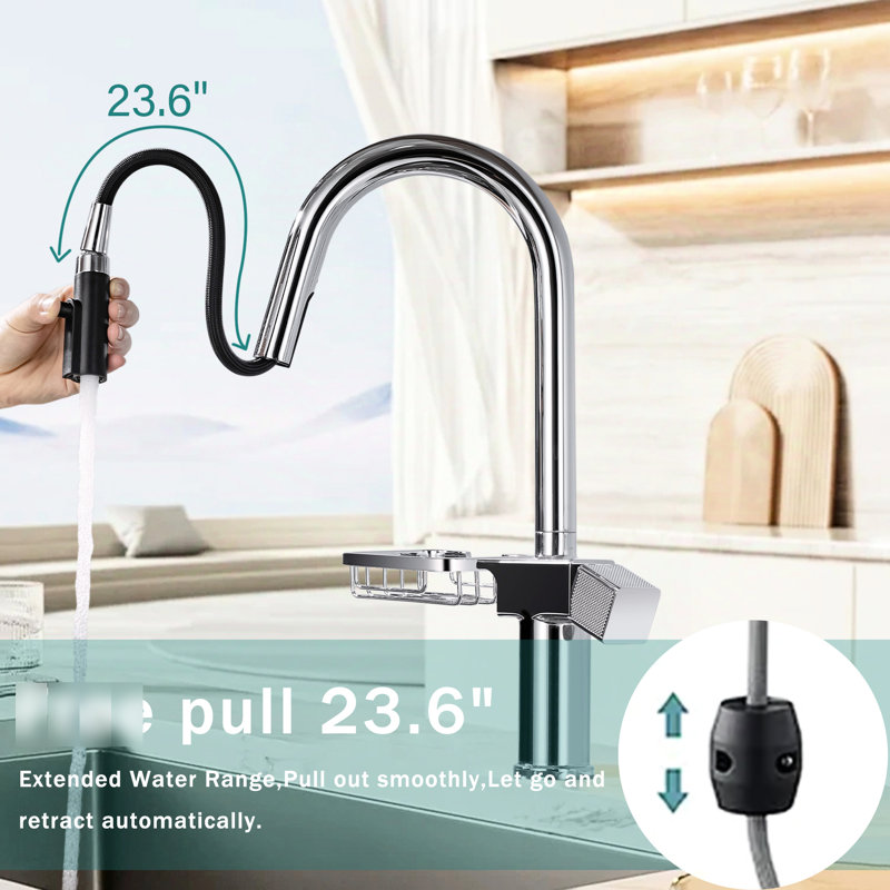 High - Arc Pull Down Single Hole Kitchen Faucet With Stainless Steel Construction, Dual Spray Modes, 360 Flexibility And Easy Installation For Galley Kitchens Of Steel, Design, Rotation Leak Ceramic
