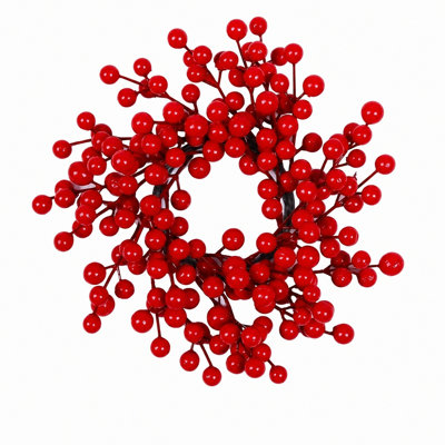 4 Pcs Artificial Berry Candle Rings, Mixed‑Color Berries Wreath Mini Floral Rings for Wedding Valentine Christmas Table Centerpiece Decor