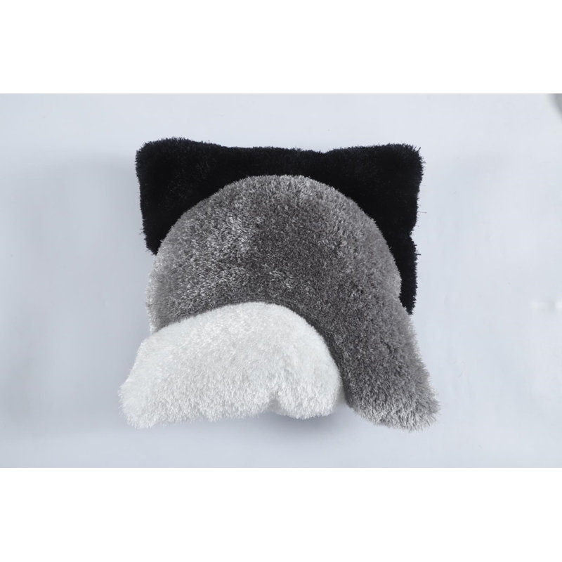 Mateos Collection Abstract Shag Pillow, 20" x 20", Black/Gray/White