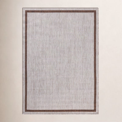 Easton Dove Coffee Geometric Outdoor Rug