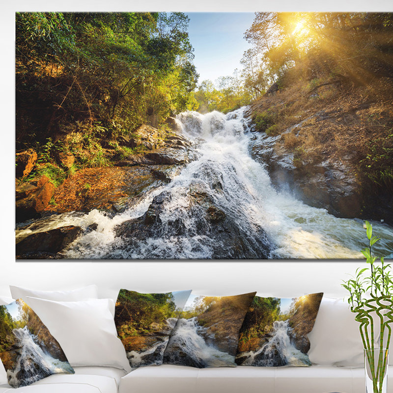 Forêt, cascade, art mural, impression de photographie de paysage naturel, H 40 po x l 60 po x P 1,5 po