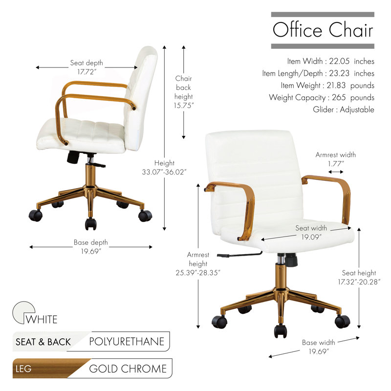 Colson Task Chair, White, 15.75
