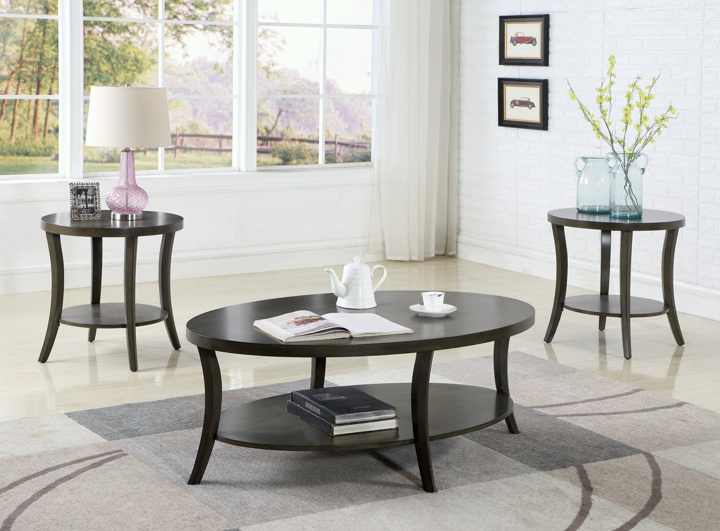 Red Barrel Studio® 3-Piece Oval Coffee Table Set | Wayfair