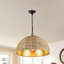 1 - Light Boho Rattan Chandelier Farmhouse Woven Pendant Light Fixture For Kitchen Island Bedroom Dining Room