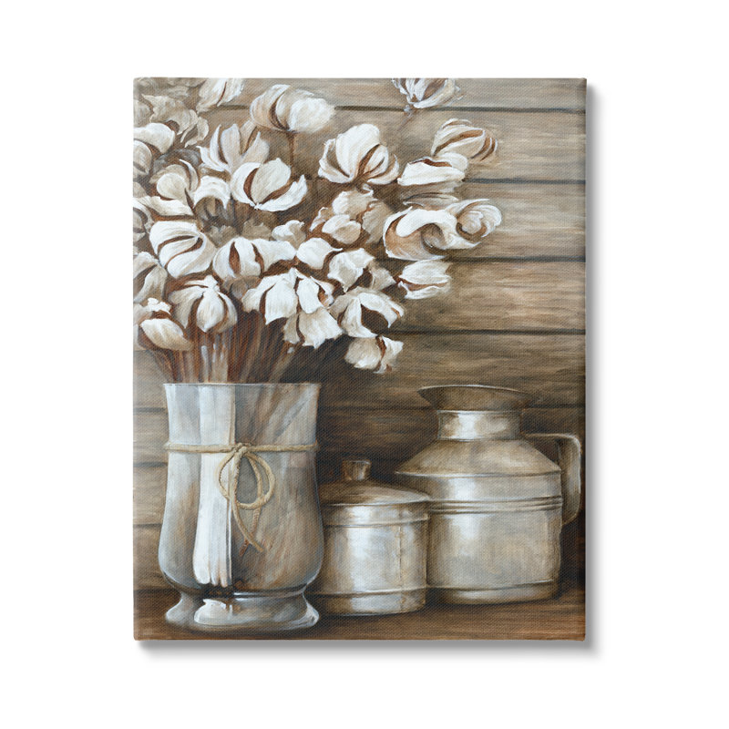 Bouquet de fleurs traditionnelles, boîtes de campagne rustiques par White Ladder - peinture sur toile, Toile tendue
