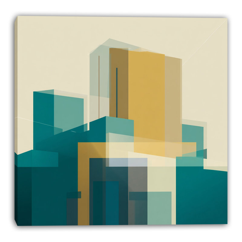 Art mural sur toile Teal Towers, L 40 po x H 40 po x P 1,5 po