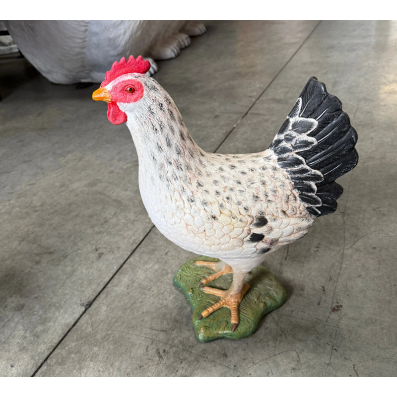 Statue de poulet blanc grandeur nature