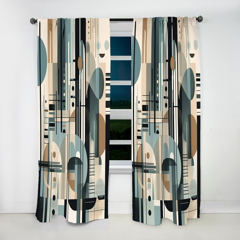 Hajra - Cream Blue Minimalism Quiet Depths III - Modern Curtain - Velvet Room Darkening - 1 panel, 52" W x 90" L