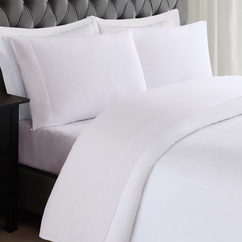 Everyday Microfiber Sheet Set, White, King Sheet Set with 2 Pillowcases