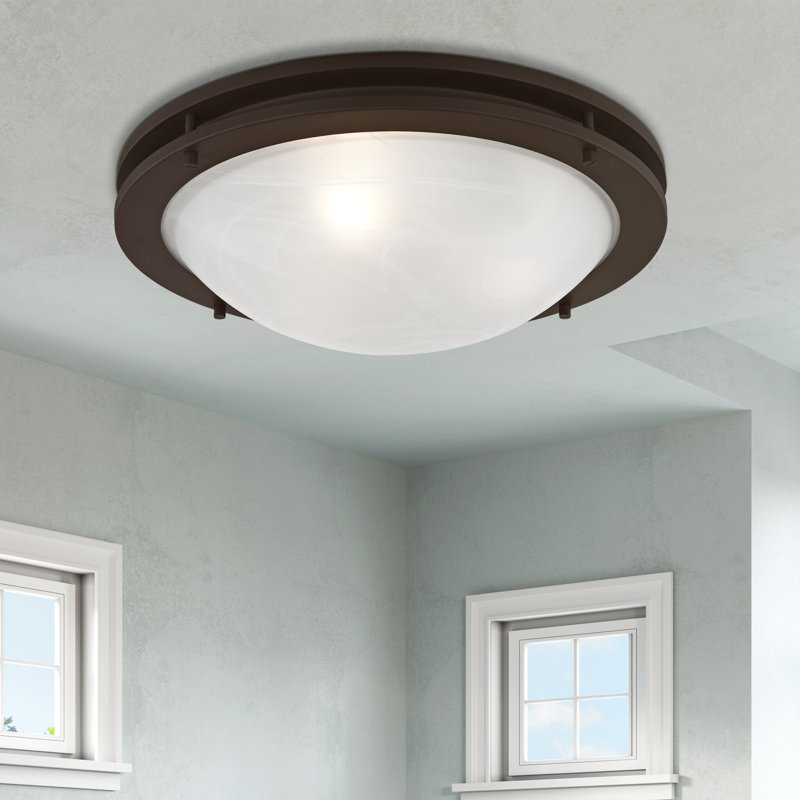 Plafonnier encastré 2 lumières Adrielle, Bronze, H 5 po x l 17 po x P 17 po