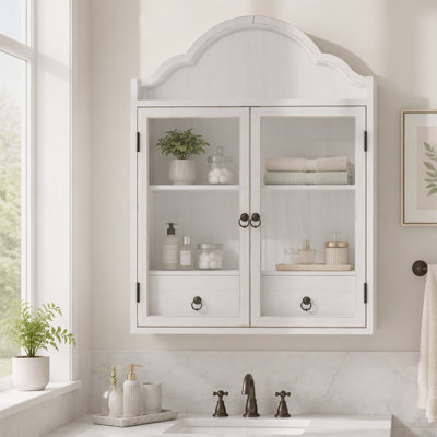 Solid Wood Wall Cabinet with Elegant Wave