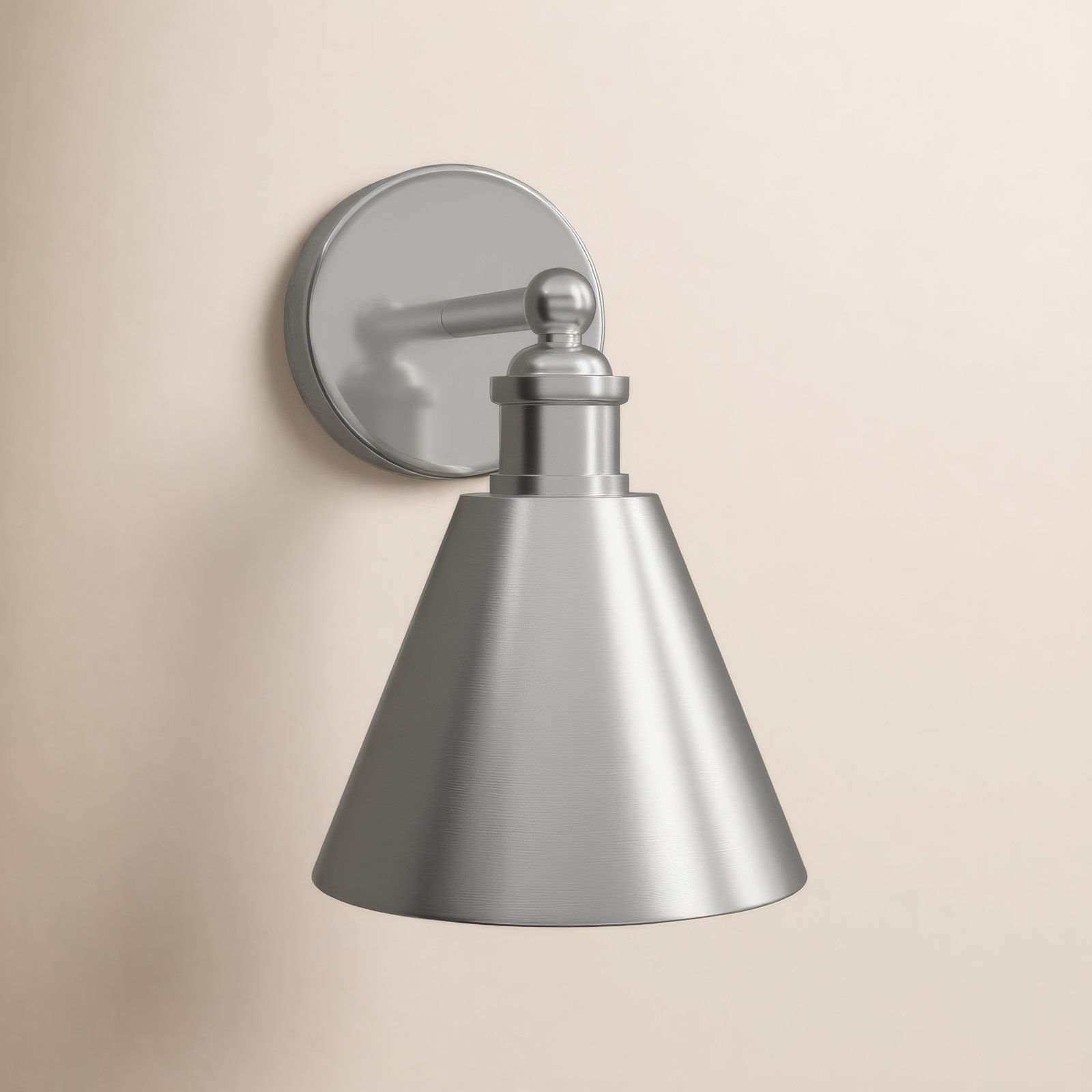 Elton Single Light Dimmable Armed Sconce, Nickel, Nickel