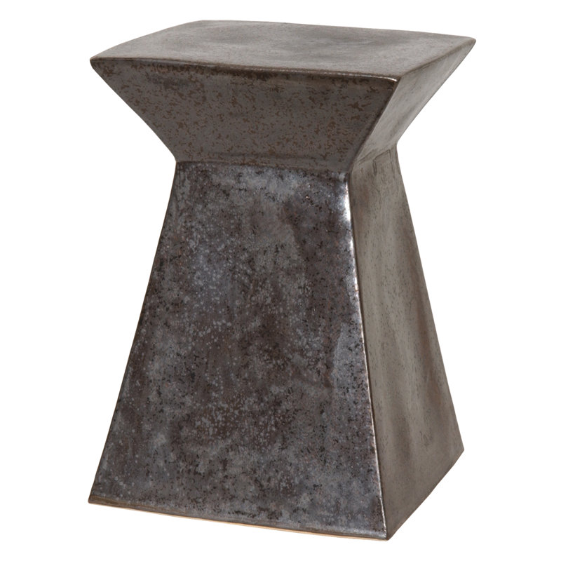 Tabouret de jardin droit en céramique fabriqué à la main H 18 po, Noir