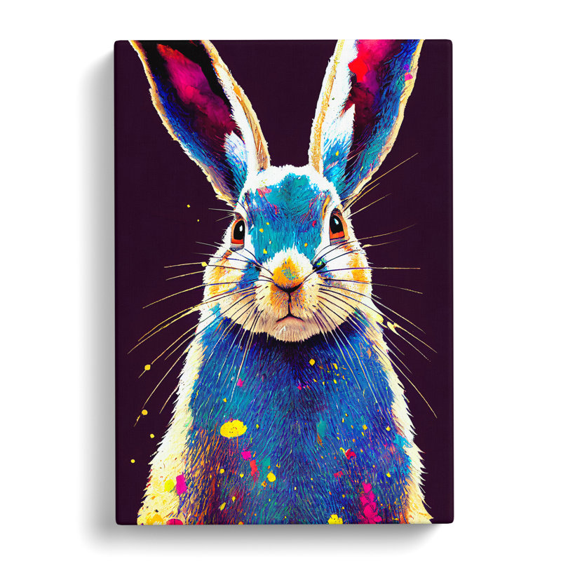 Painted Hare No.2 Abstract - Wrapped Canvas, 50cm H x 35cm W x 3cm D