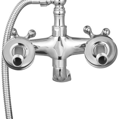Robinet de baignoire sur pattes, robinets de baignoire muraux avec douche à main, ensemble de robinet de baignoire à griffes en chrome poli rétro avec bras pivotants réglables et bec rotatif à 360 ° pour baignoire