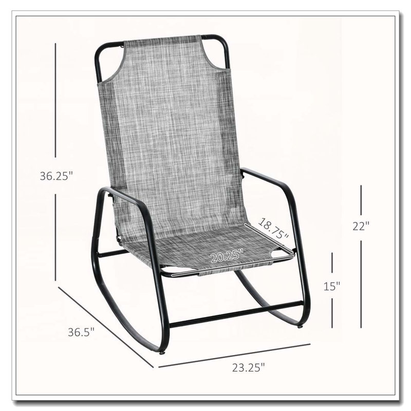 Chaise berçante d'extérieur en tissu, Gris
