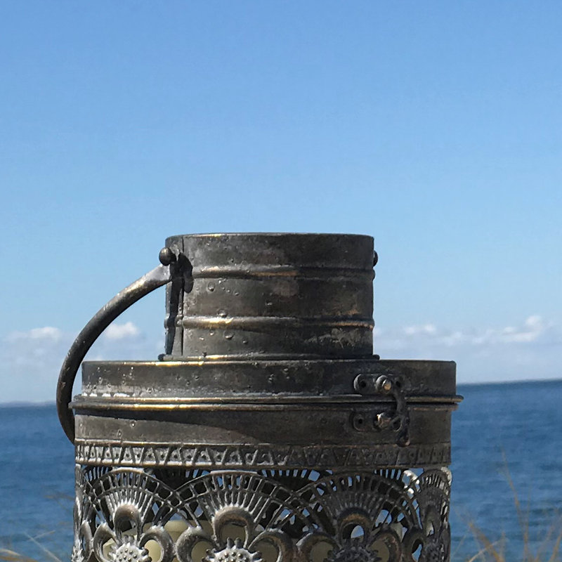 Daisy Lattice 2 Piece Metal Candle Lantern Set