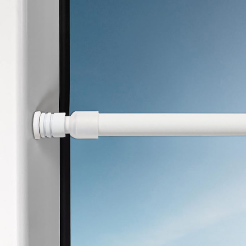 Extendable Tension Curtain Rods Set of 2 - No Drill Installation, 16" - 23", White