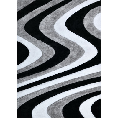 NYC Shag Performance Black White Area Rug