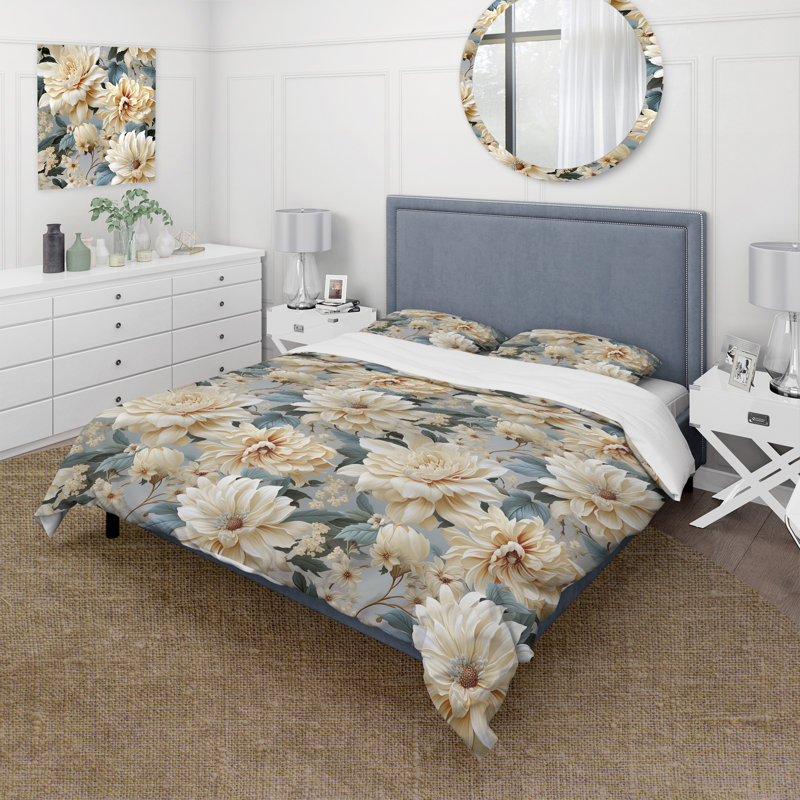 Ensemble de housse de couette Beige Soft Neutrals Peony Elegance II - Floral