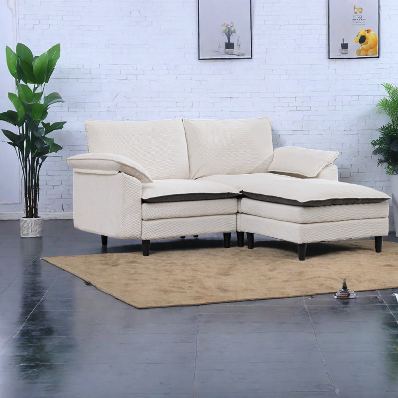 Canapé modulaire profond en chenille avec repose-pieds