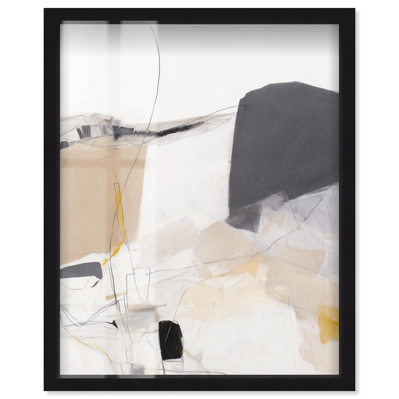 Grande décoration murale minimaliste à imprimé abstrait Shadowbox par Art Remedy, cadre noir, 20 x 24, H 25 po x l 21 po