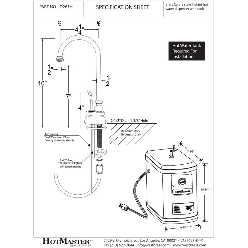 10" Calorah 1-Handle Hot Water Dispenser Faucet with Instant Hot Tank, Oil Rubbed Bronze