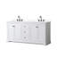 Meuble-lavabo double 72 po Avery en blanc, comptoir en marbre de culture de Carrare, lavabos carrés encastrés (3 trous), garniture en chrome poli-98213416-98213417-134396103