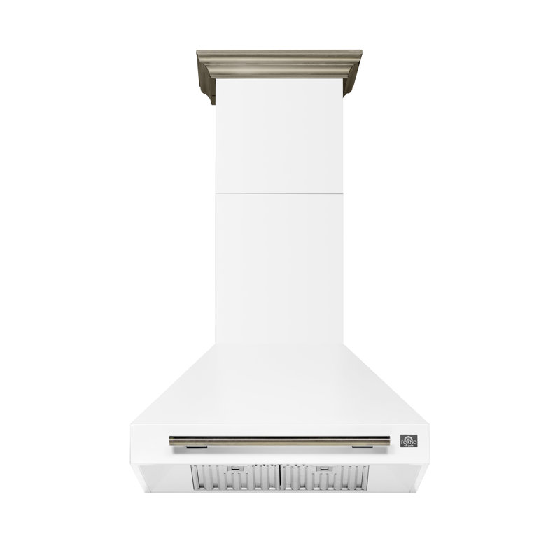 Hotte murale Forno Aria de 30 pouces, blanche, avec moteur de 600 CFM, ventilateur Ã  4 vitesses et filtre Ã  charbon, Blanc