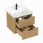 Meuble-lavabo cannelé en chêne doré 24 po avec lavabo intégré et quincaillerie noire-130001316