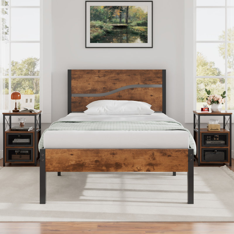 Jesstin Steel Piece Bedroom Set, Brown, Twin