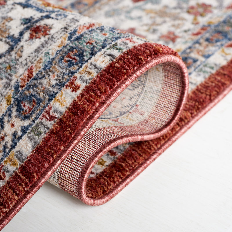 Red and Ivory Blue Hand-Knotted Oriental Rug, 8' x 10'