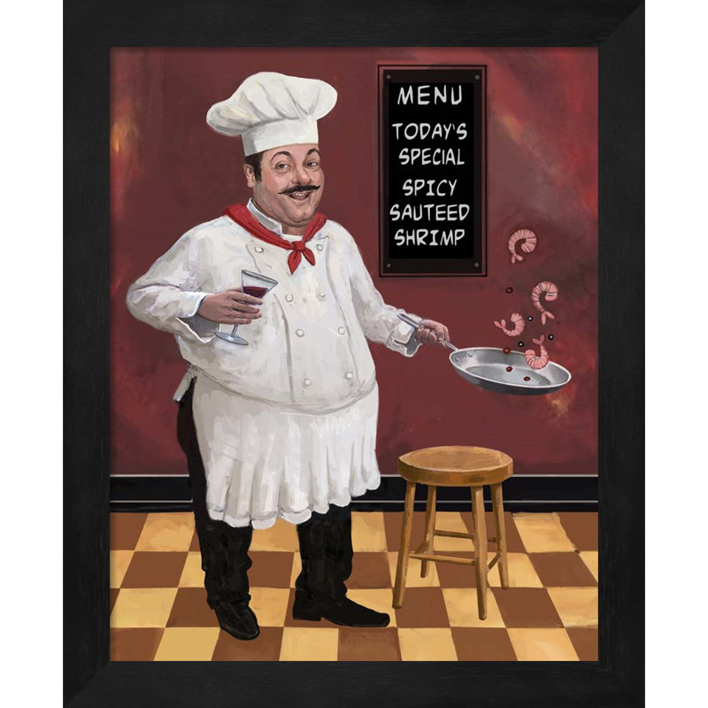 «Pizza Chef Master & Shrimp Chef» par Frank Harris, art encadré (ensemble de 2)
