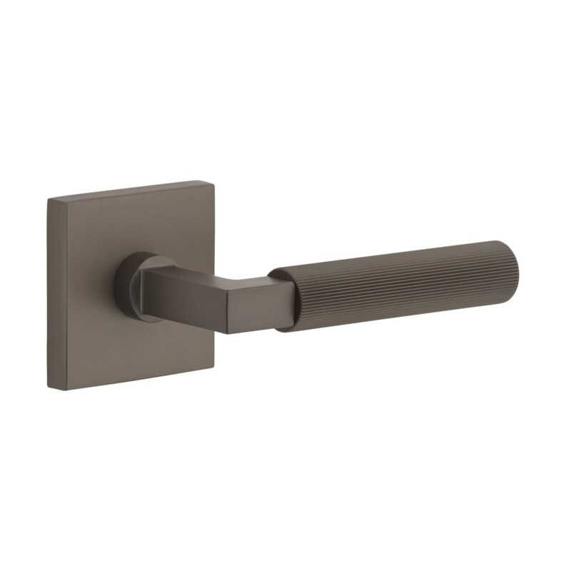 Door Lever with Square Rosette, 2-3/4" - Right Handed, Titanium Gray, Privacy