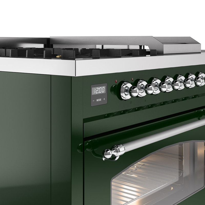ILVE Nostalgie II 48 Dual Fuel Range, Emerald Green/Chrome, Liquid Propane
