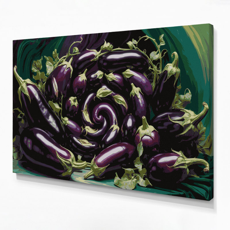 Légumes, aubergine, globe, toile mauve, art mural, H 16 po x l 20 po