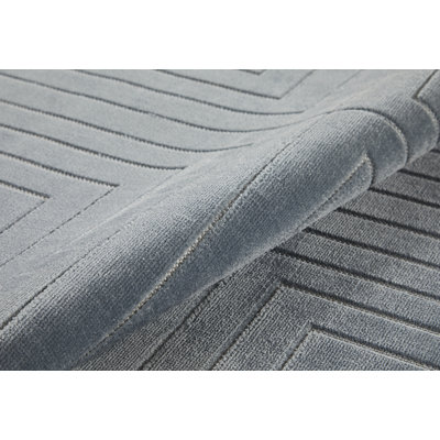 Geometric Pile Low-Effect patterned Machine Woven Blue Area Rug