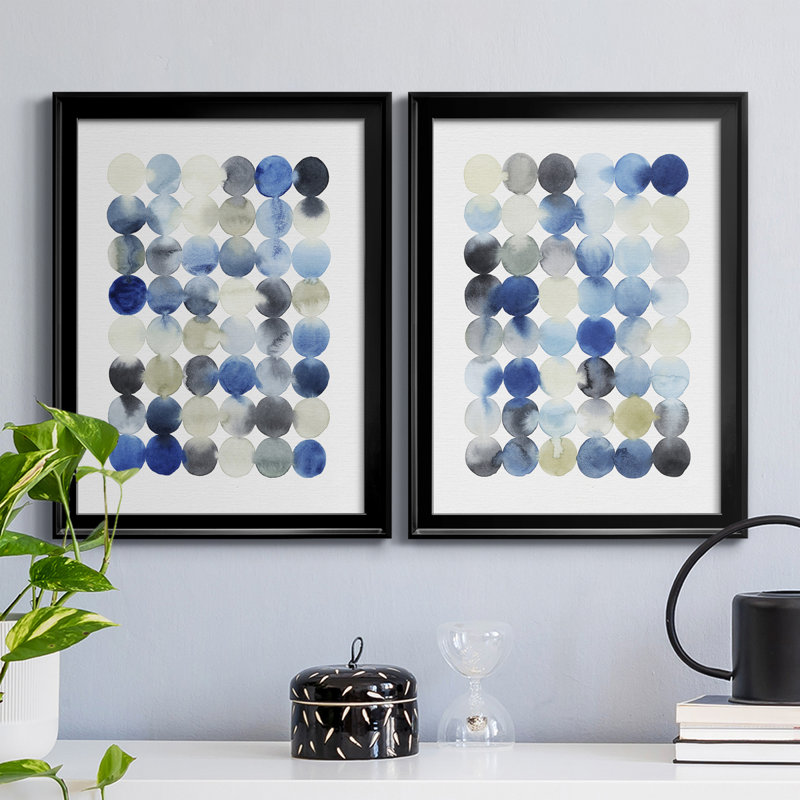 «Organic Drops I», ensemble de 2 impressions sur toile encadrées, Cadre noir, H 30,5 po x l 22,5 po x P 1,25 po