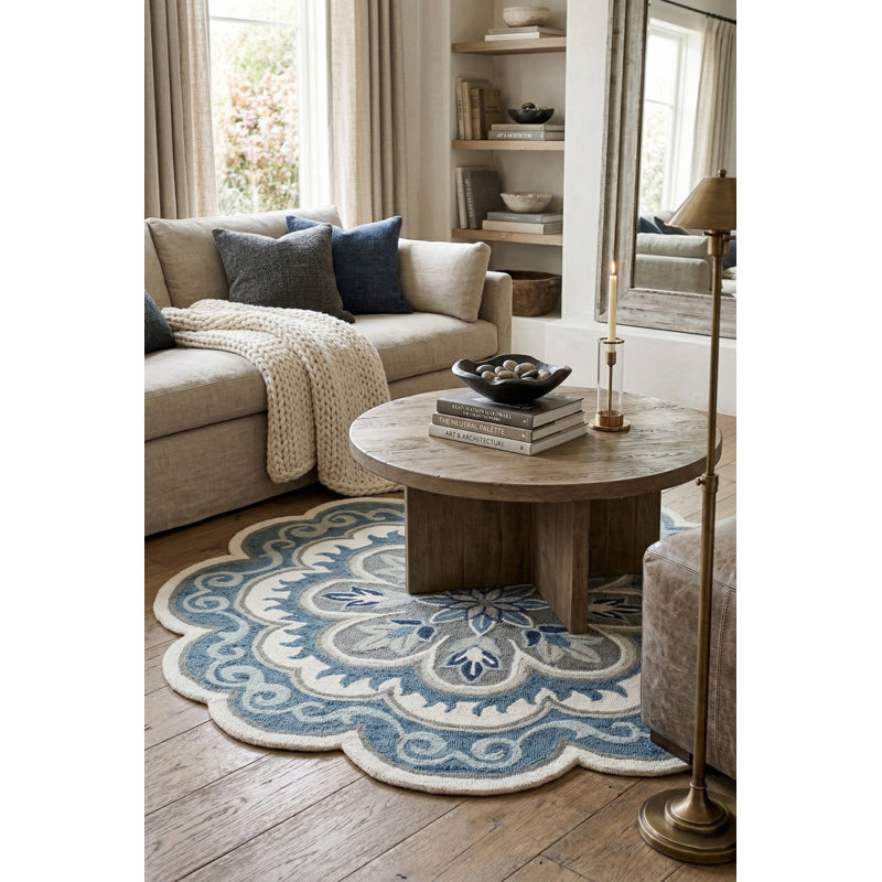 Aisosa Hand Tufted Wool Indoor Rug, Round 6'